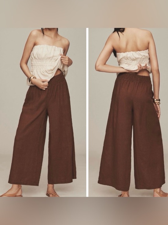 Anthropologie Pants - Anthropologie The Somerset Linen Blend Pull-On Wide-Leg Pants